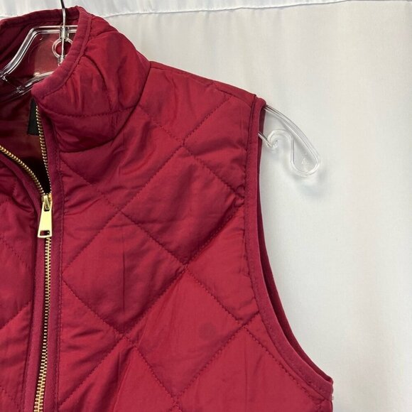 Love Tree Womens Vest Burgundy Waist Length Full Zip Pockets Mock Neck Lined S - Picture 4 of 10